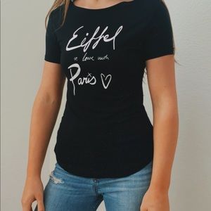 black tight Paris t-shirt